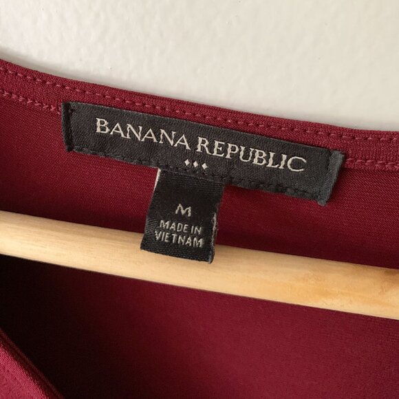 Banana Republic Women's Burgundy Long Sleeve Wrap Blouse - Picture 2 of 6